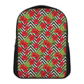 Red Hibiscus Chevron Pattern Print Casual Backpack