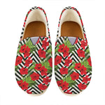 Red Hibiscus Chevron Pattern Print Casual Shoes