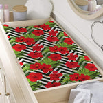 Red Hibiscus Chevron Pattern Print Changing Pad Cover