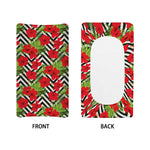 Red Hibiscus Chevron Pattern Print Changing Pad Cover