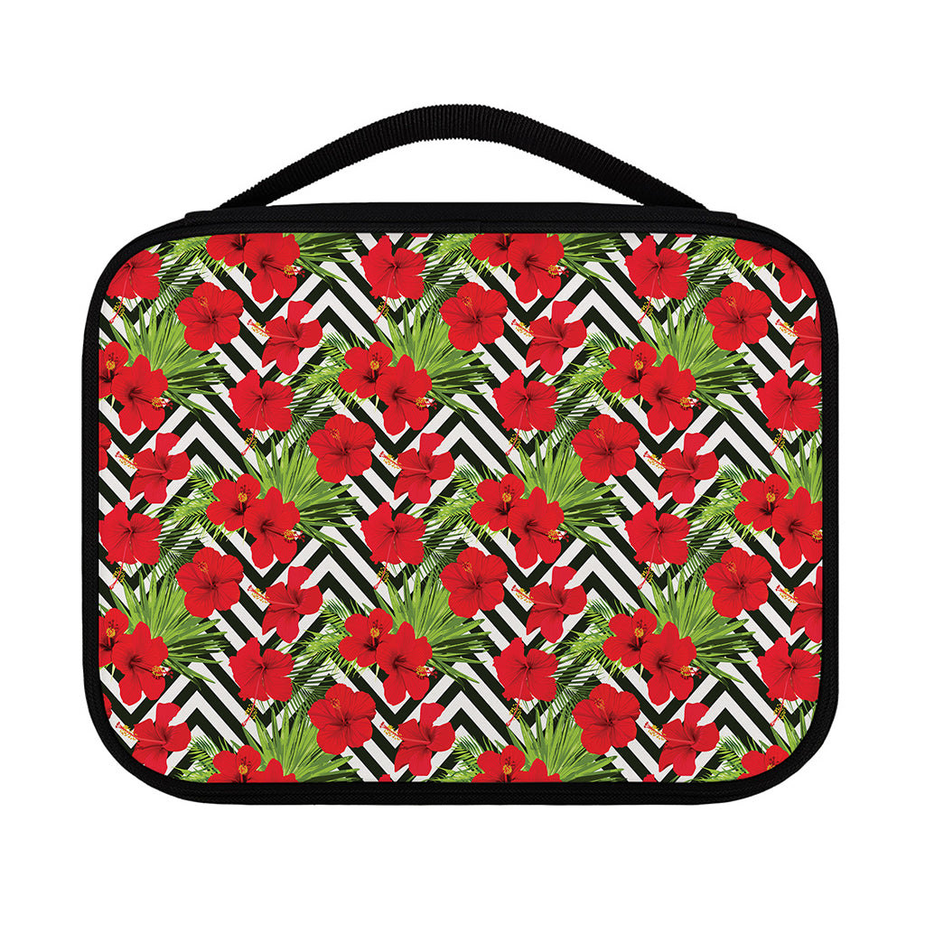 Red Hibiscus Chevron Pattern Print Classic Bible Case