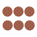 Red Hibiscus Chevron Pattern Print Coaster Set