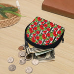 Red Hibiscus Chevron Pattern Print Coin Purse