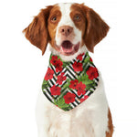 Red Hibiscus Chevron Pattern Print Dog Bandana