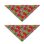 Red Hibiscus Chevron Pattern Print Dog Bandana