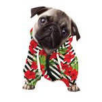 Red Hibiscus Chevron Pattern Print Dog Zip Up Hoodie