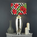 Red Hibiscus Chevron Pattern Print Drum Lamp Shade