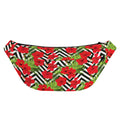 Red Hibiscus Chevron Pattern Print Fanny Pack