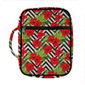 Red Hibiscus Chevron Pattern Print Front Pocket Bible Bag