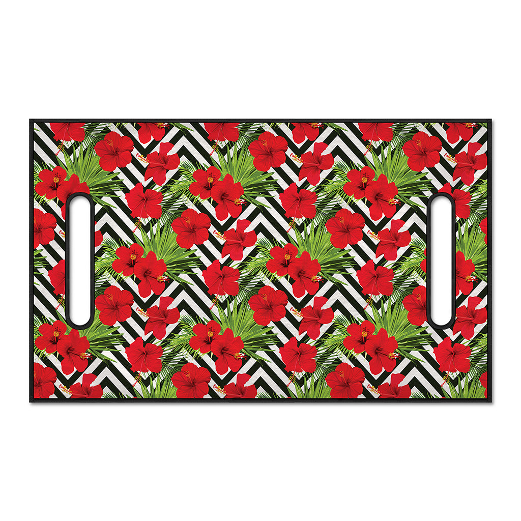 Red Hibiscus Chevron Pattern Print Golf Cart Seat Cover