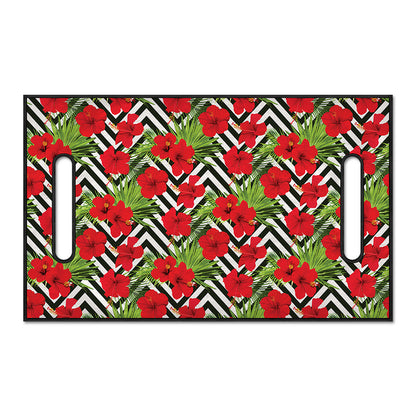 Red Hibiscus Chevron Pattern Print Golf Cart Seat Cover