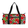 Red Hibiscus Chevron Pattern Print Gym Bag