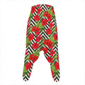 Red Hibiscus Chevron Pattern Print Hammer Pants