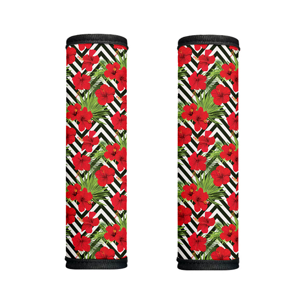 Red Hibiscus Chevron Pattern Print Handle Covers