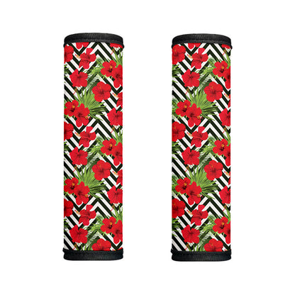 Red Hibiscus Chevron Pattern Print Handle Covers