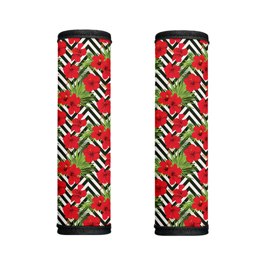 Red Hibiscus Chevron Pattern Print Handle Covers