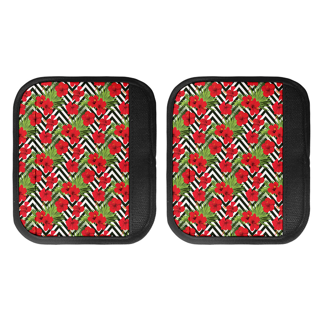Red Hibiscus Chevron Pattern Print Handle Covers