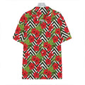 Red Hibiscus Chevron Pattern Print Hawaiian Shirt