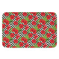 Red Hibiscus Chevron Pattern Print Indoor Door Mat