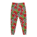Red Hibiscus Chevron Pattern Print Jogger Pants
