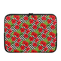 Red Hibiscus Chevron Pattern Print Laptop Sleeve