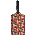 Red Hibiscus Chevron Pattern Print Luggage Tag