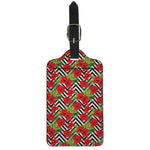 Red Hibiscus Chevron Pattern Print Luggage Tag