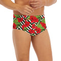 Red Hibiscus Chevron Pattern Print Men's Briefs