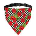 Red Hibiscus Chevron Pattern Print Over The Collar Dog Bandana