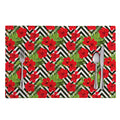 Red Hibiscus Chevron Pattern Print Placemat