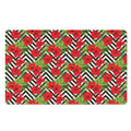 Red Hibiscus Chevron Pattern Print Polyester Doormat