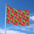 Red Hibiscus Chevron Pattern Print Polyester Flag