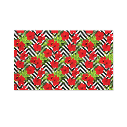 Red Hibiscus Chevron Pattern Print Polyester Flag