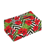 Red Hibiscus Chevron Pattern Print Rectangle Tissue Box Cover