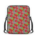 Red Hibiscus Chevron Pattern Print Rectangular Crossbody Bag