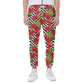 Red Hibiscus Chevron Pattern Print Joggers