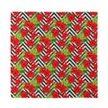Red Hibiscus Chevron Pattern Print Silk Bandana