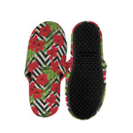 Red Hibiscus Chevron Pattern Print Slippers