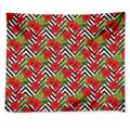 Red Hibiscus Chevron Pattern Print Tapestry