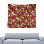 Red Hibiscus Chevron Pattern Print Tapestry