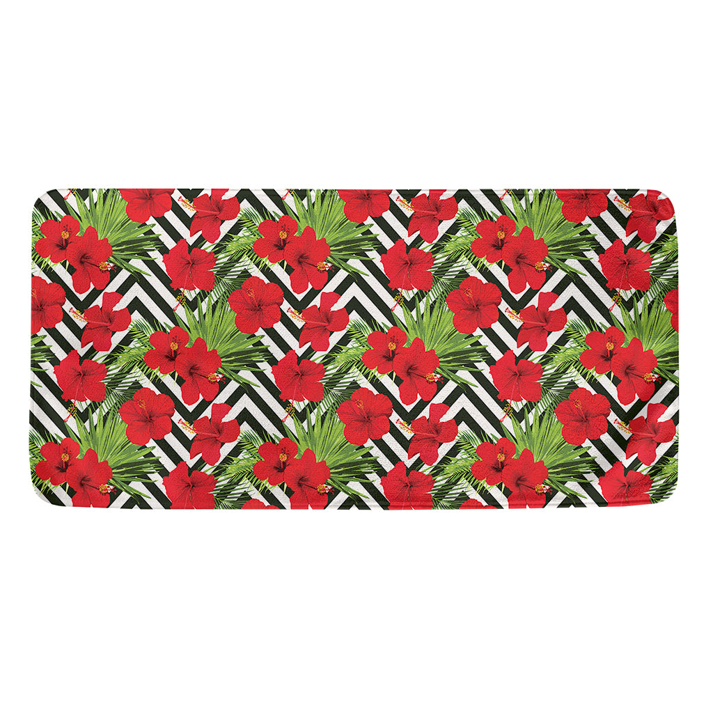 Red Hibiscus Chevron Pattern Print Towel
