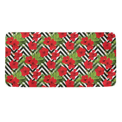 Red Hibiscus Chevron Pattern Print Towel