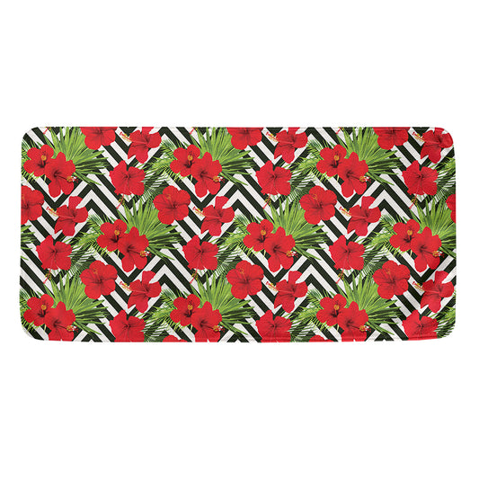 Red Hibiscus Chevron Pattern Print Towel