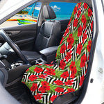 Red Hibiscus Chevron Pattern Print Waterproof Car Seat Cover