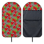 Red Hibiscus Chevron Pattern Print Waterproof Car Seat Cover