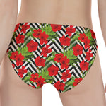 Red Hibiscus Chevron Pattern Print Women's Panties