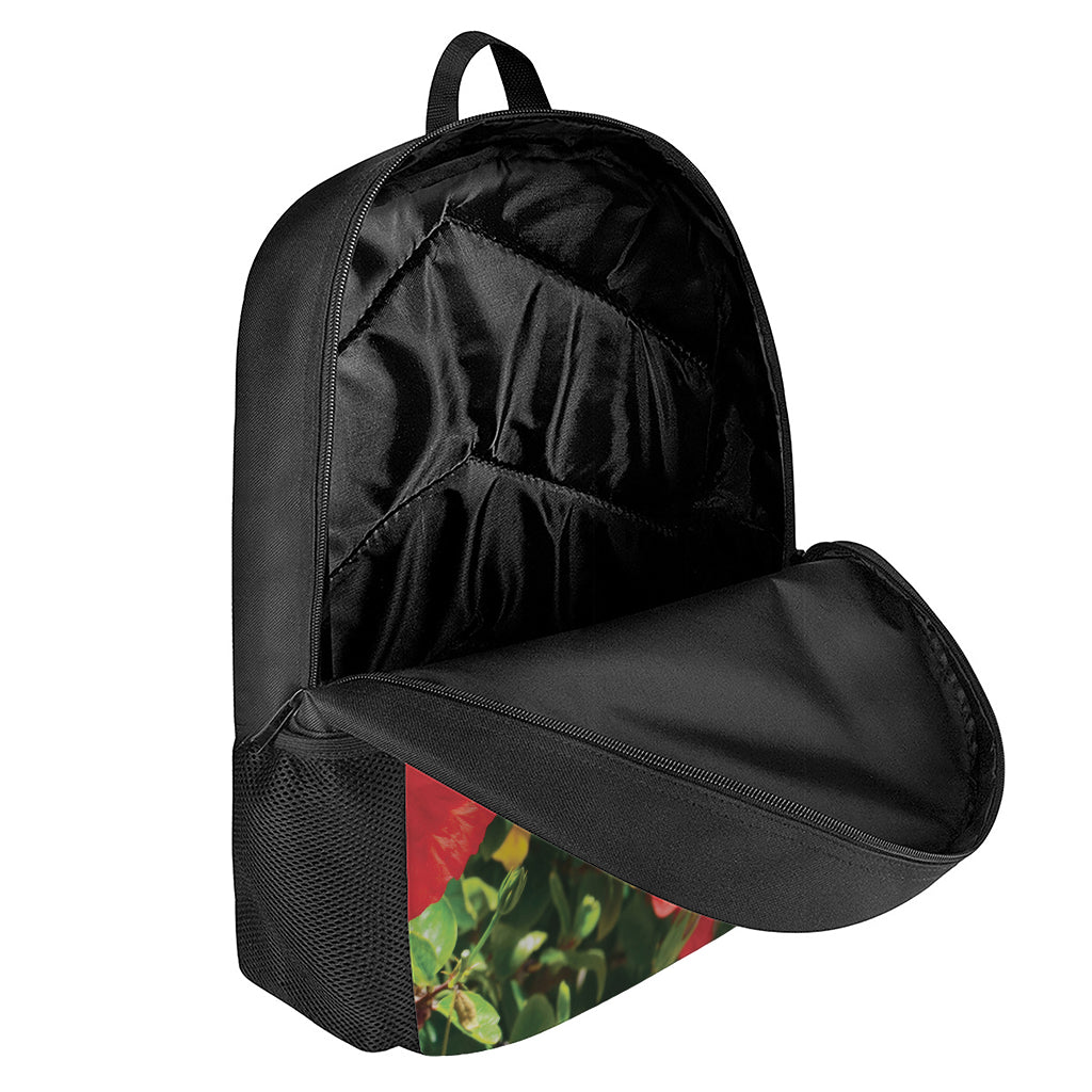 Red Hibiscus Flowers Print 17 Inch Backpack