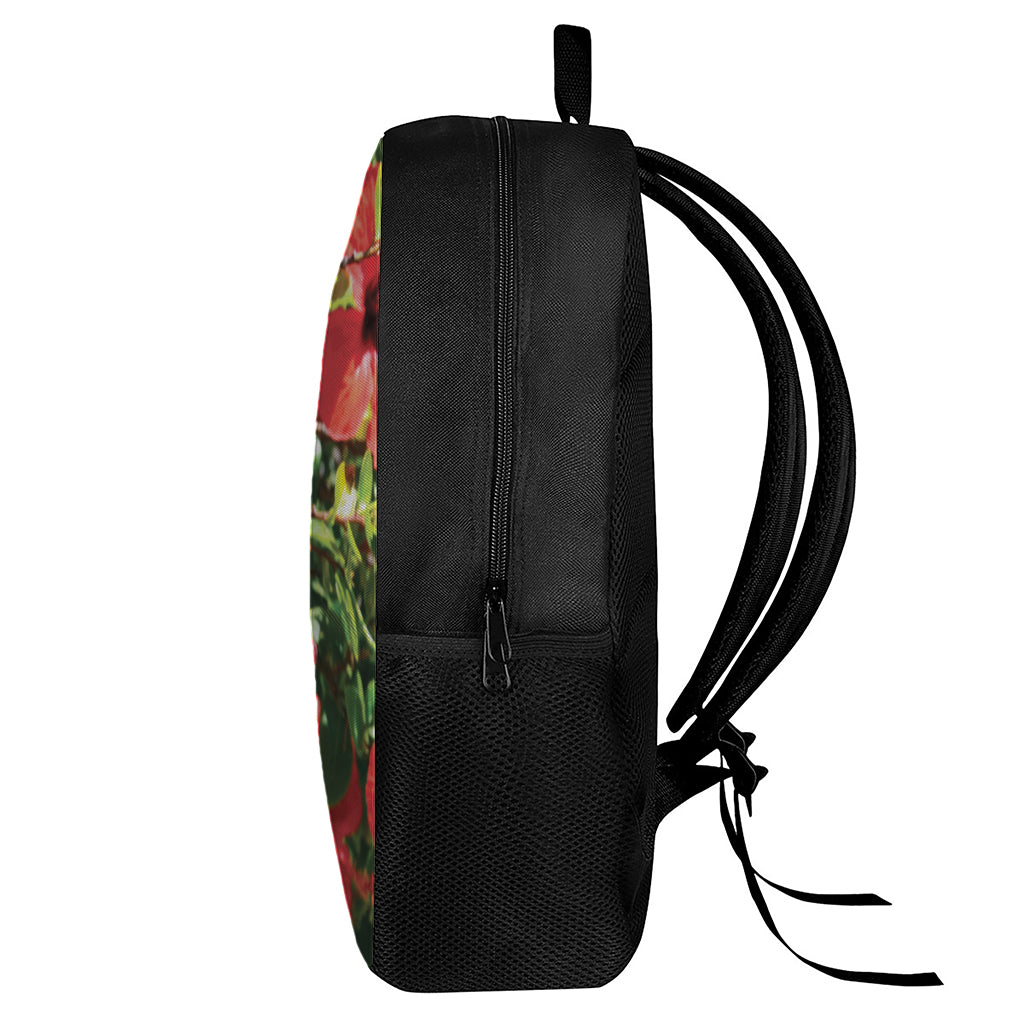 Red Hibiscus Flowers Print 17 Inch Backpack