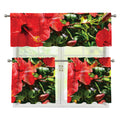 Red Hibiscus Flowers Print 3 Piece Kitchen Curtains
