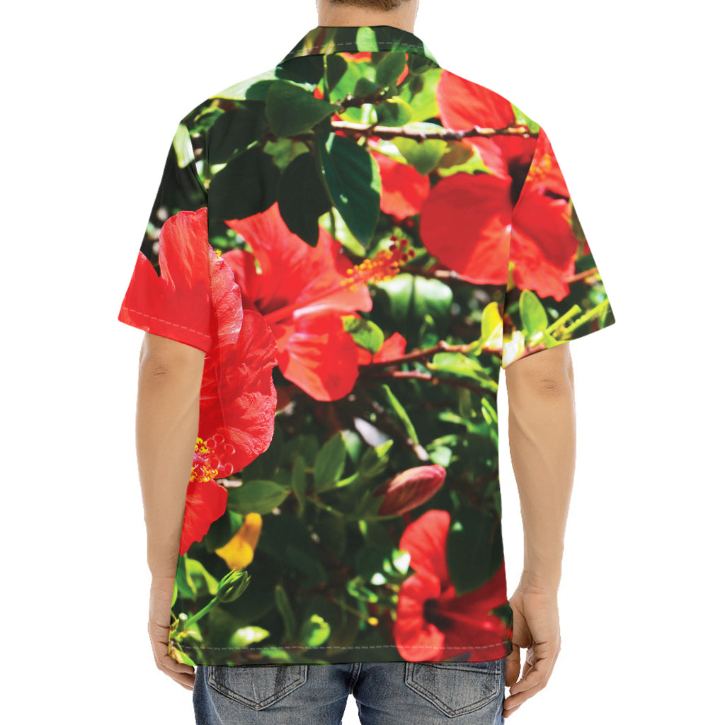 Red Hibiscus Flowers Print Aloha Shirt